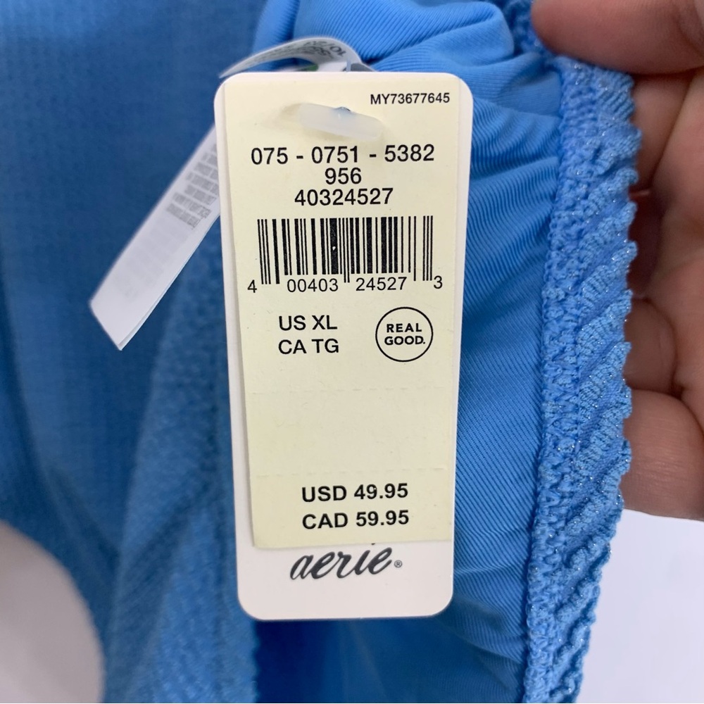 NEW Aerie Shimmery Crinkle Birthday Scoop Cheekiest One Piece Swimsuit, size XL - Picture 7 of 10